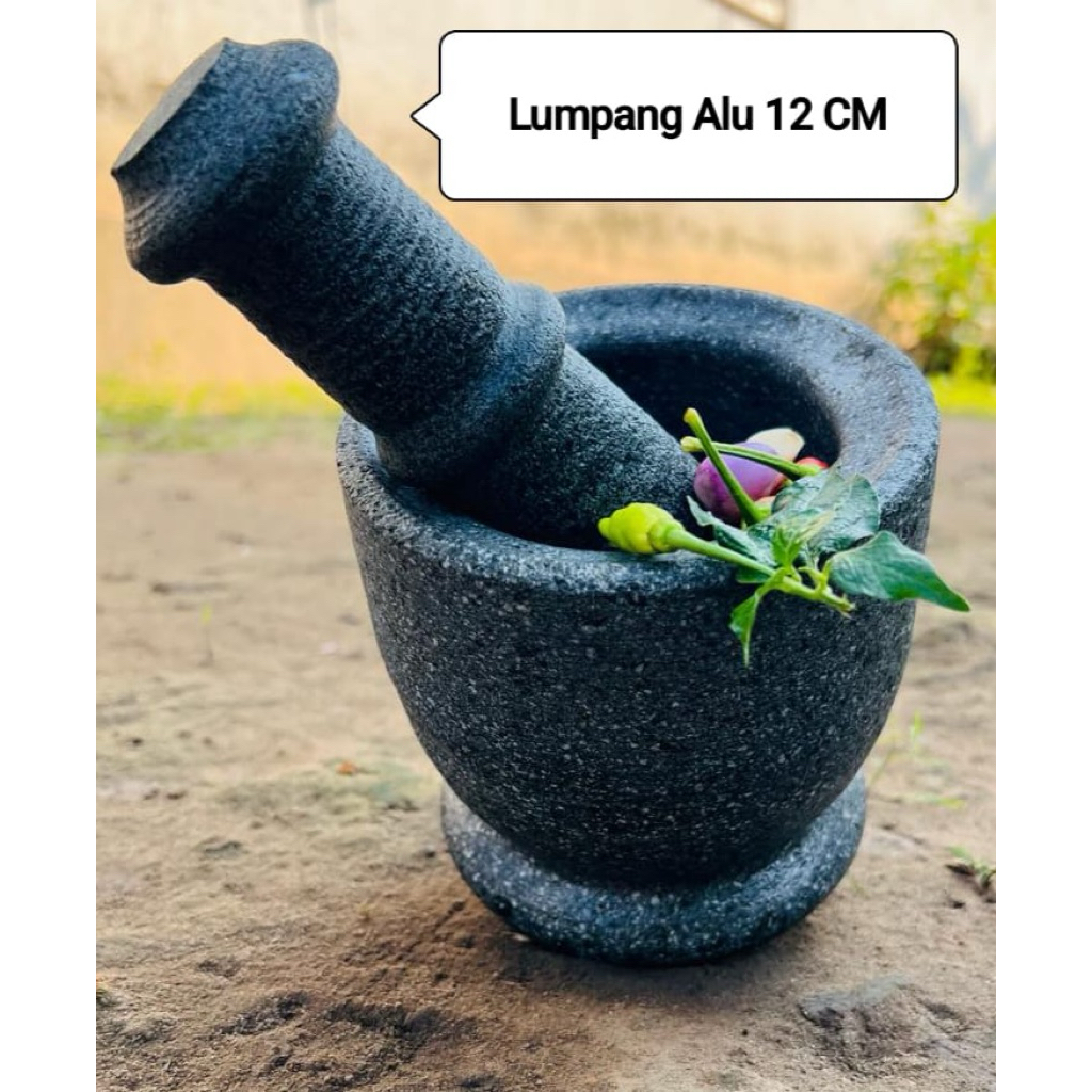 Lumpang Alu Batu Asli/ Lesung Batu Ukuran 12 CM