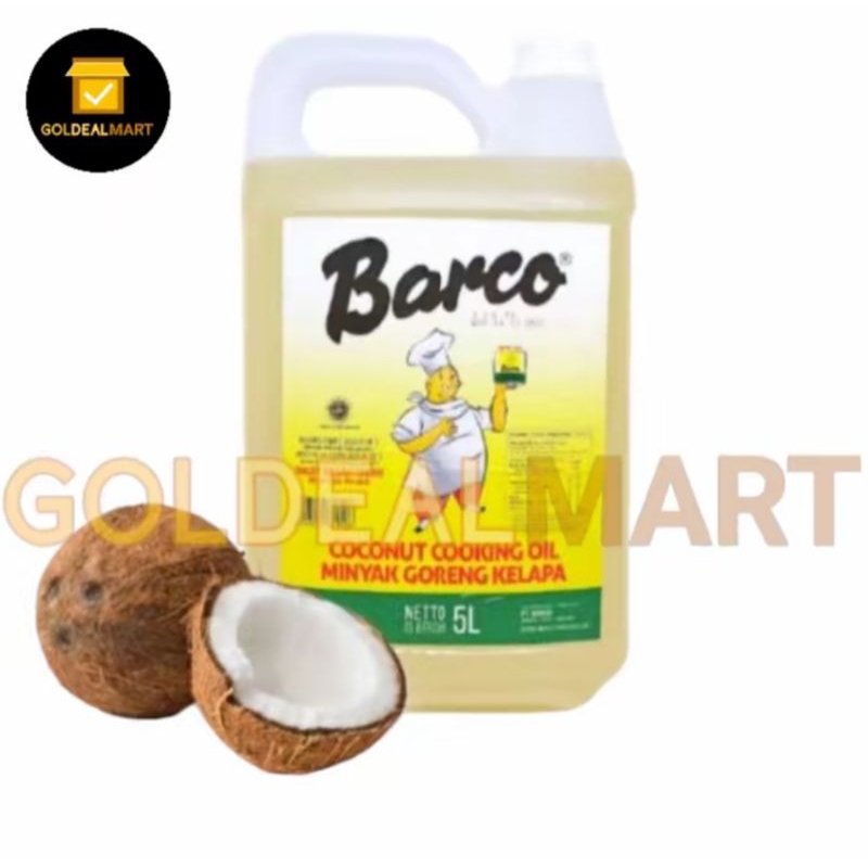 

Minyak goreng kelapa halal MUI Barco Coconut Cooking Oil jerigen jeriken jerrican jerrycan jerri jerry can 5000ml 5L