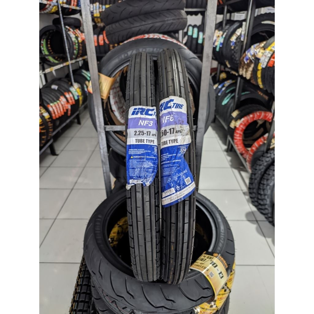 SEPASANG BAN LUAR IRC NF3 NF6 SALUR 225 250 RING 17 BUKAN TUBLESS