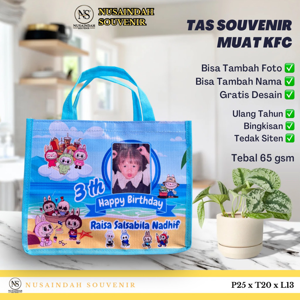 

Tas Ulang Tahun - Tas Tedak Siten - Tas Bingkisan - Muat KFC Kain 65GSM