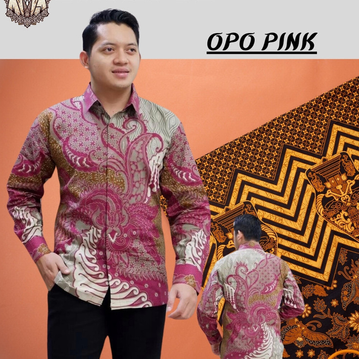 ⸨BATIK.UE⸩ BAJU BATIK OPO PINK PRIA LENGAN PANJANG