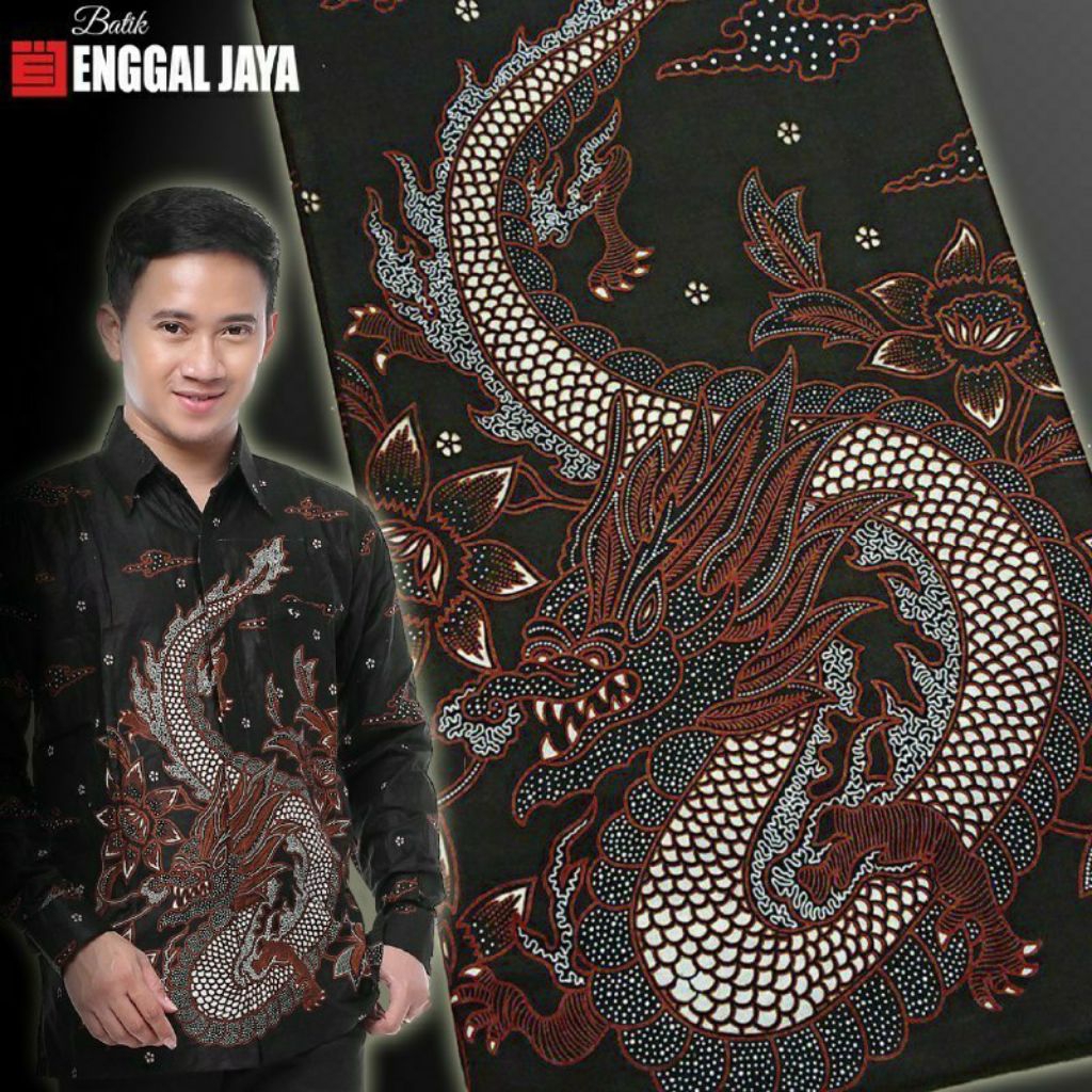 kain batik original motif naga hitam panjang katun prima halus cod kain batik Pekalongan