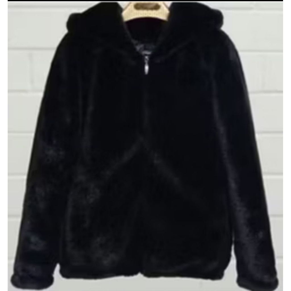 Jaket bulu serva zipper wanita terlaris