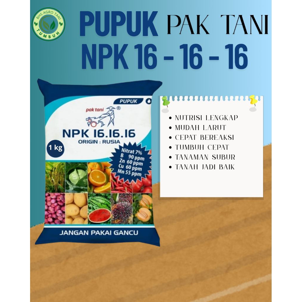 PUPUK NPK 161616 PAK TANI Kemasan 1 Kg