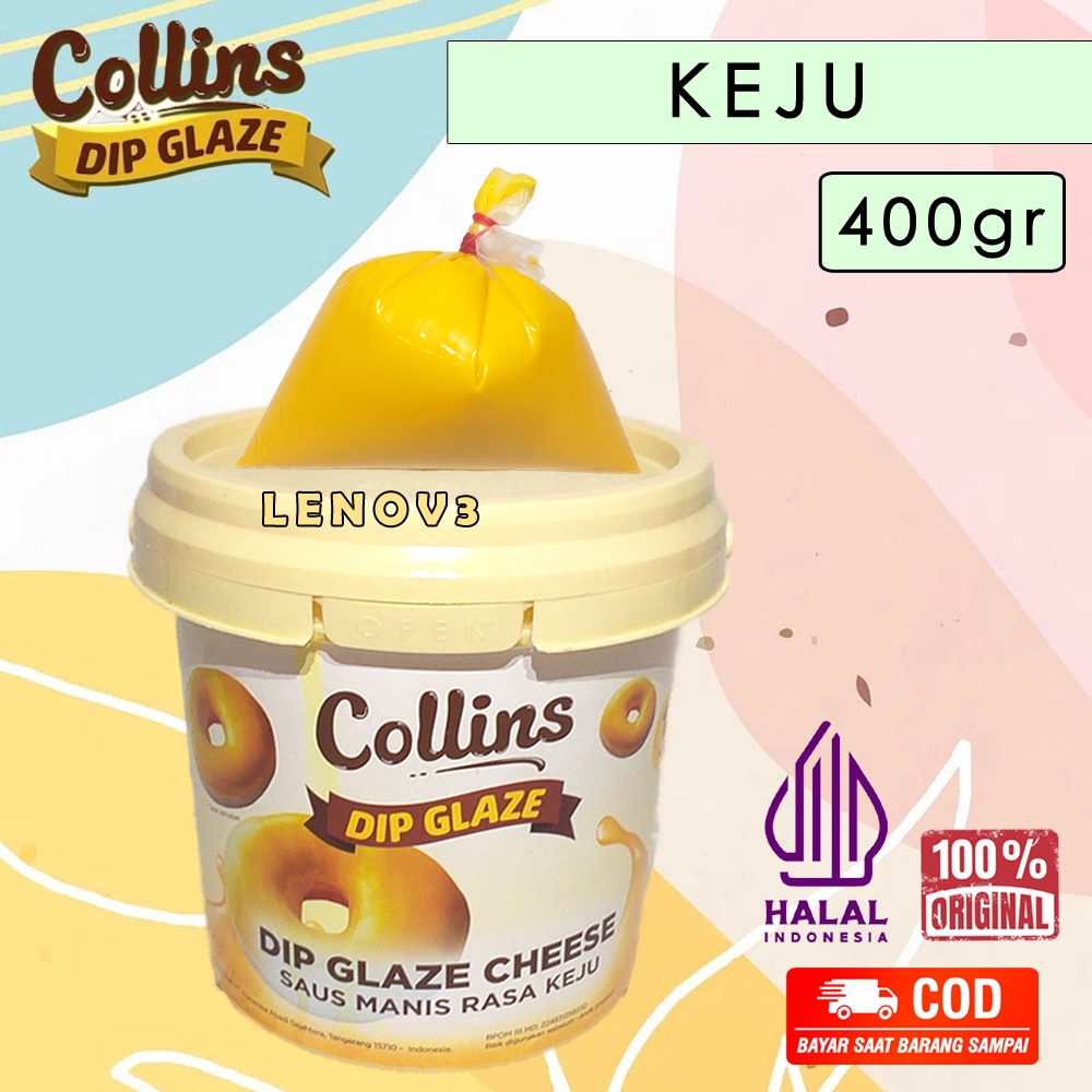 

Selai Collins Dip Glaze Rasa Keju 400gr | Saus Manis Pasta Selai Donat Roti Rasa Keju