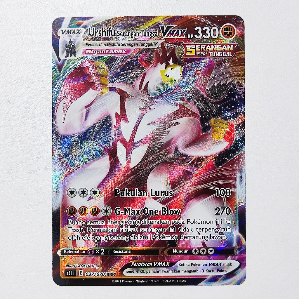 Urshifu Serangan Tunggal VMAX RRR 037/070 S5l Kartu Pokemon Indonesia