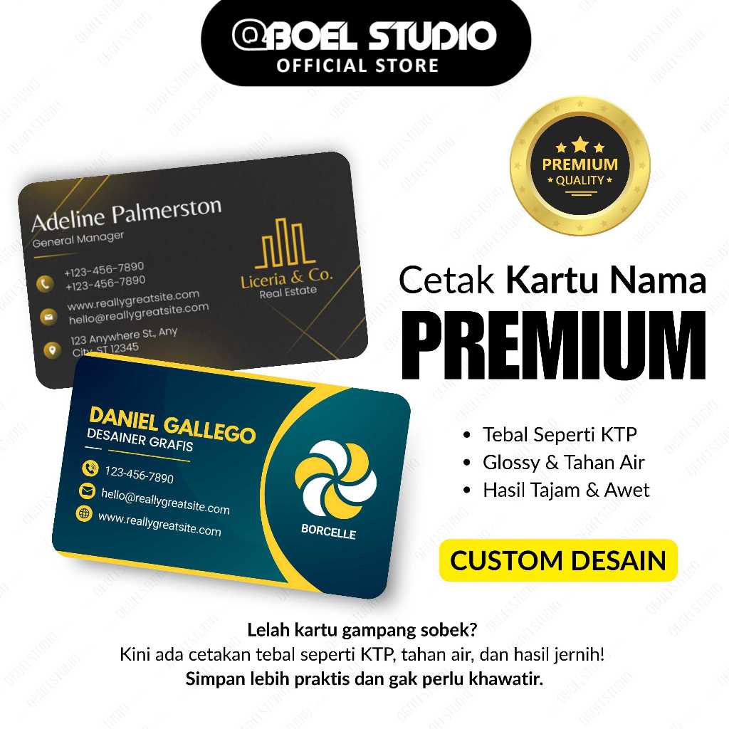 

Cetak Kartu Nama Premium Bahan Tebal 2 Sisi