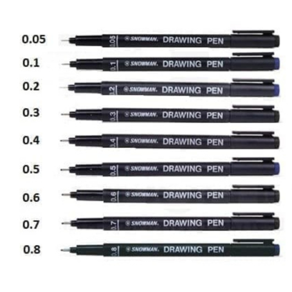 

Drawing Pen Snowman Hitam Per Pcs (0.05-0.8mm)
