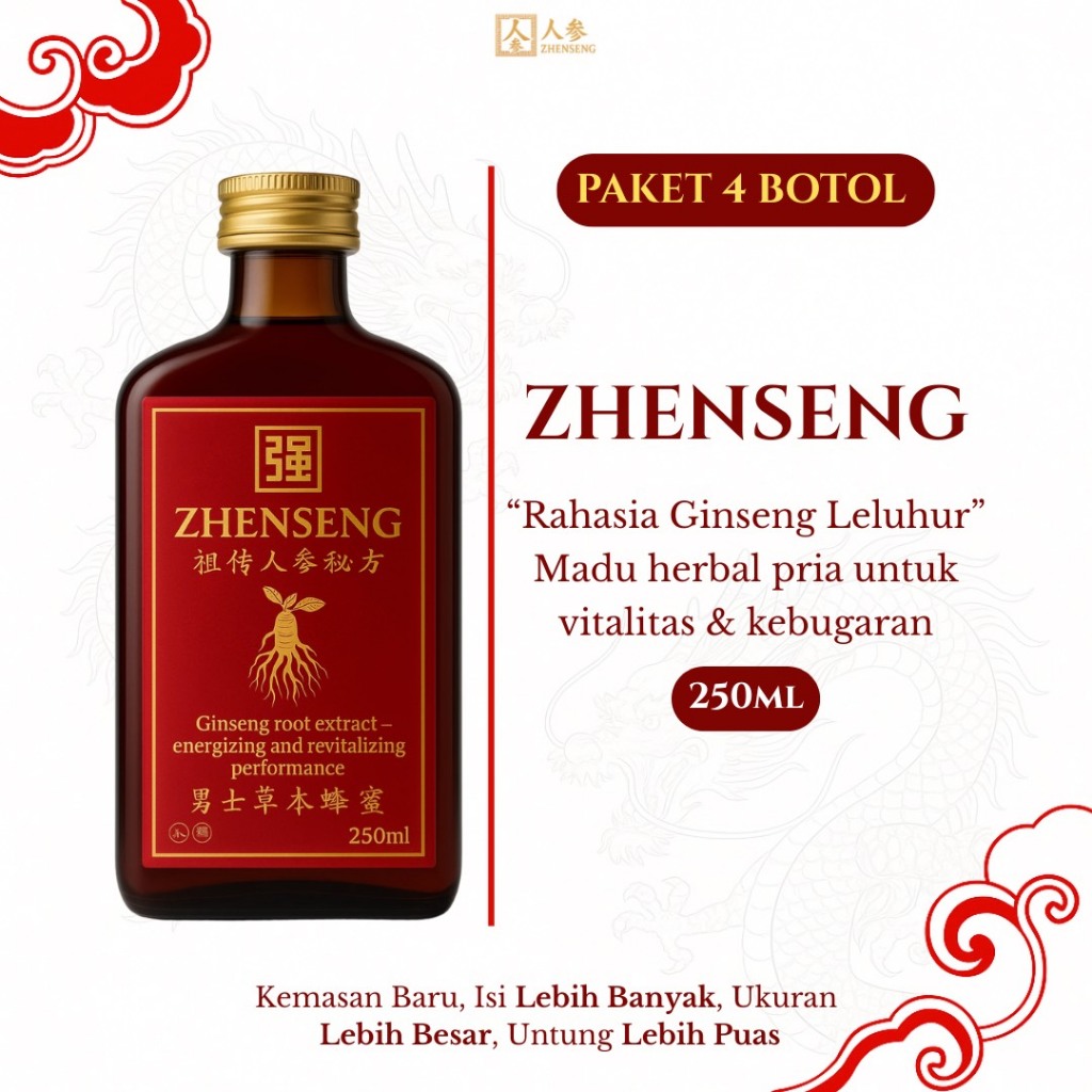 

[ PAKET 4 BOTOL ] ZHENSENG – Madu Herbal Ginseng Leluhur | Madu Herbal Alami | 250ml