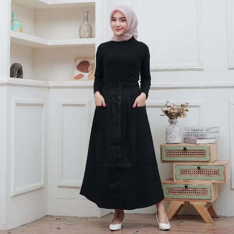 Rok Nuna Skirt Style Korean Twill Katun Combed Premium Model A-LINE