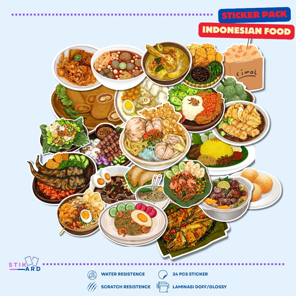 

Stiker Makanan Indonesia | Sticker Pack Laptop Tumbler Helm Koper - Bahan Vinyl Waterproof
