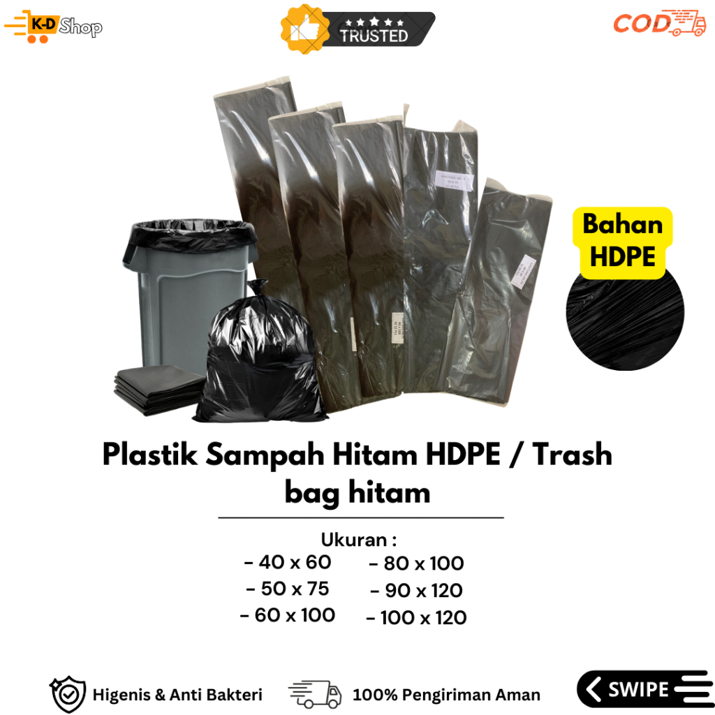 Kantong Plastik Sampah HDPE Hitam / Plastik Sampah Hitam / Kresek Sampah Hitam