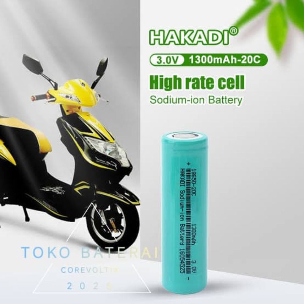 HAKADI Baterai Ion Natrium 18650 Sodium Battery 3V 1300mAh 20C High Rate Cell untuk Aki Starter Sepe