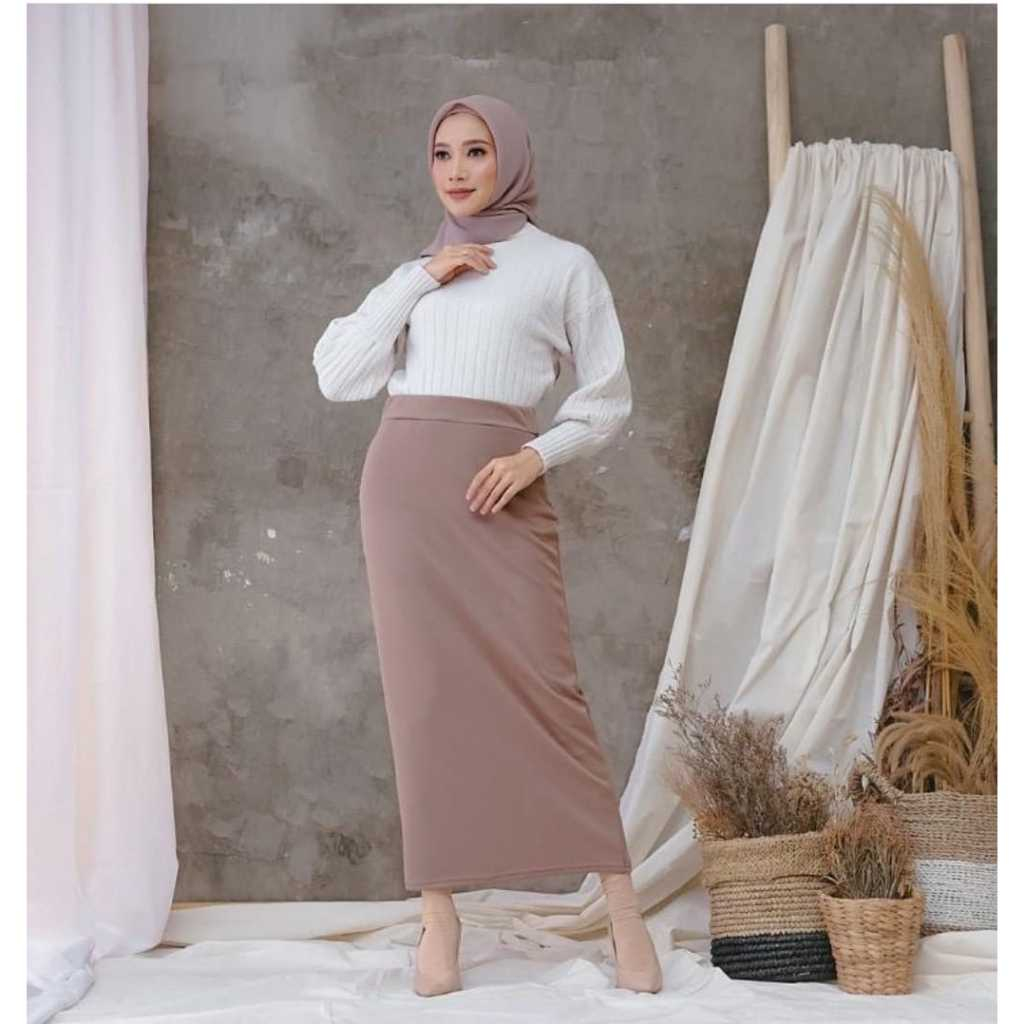 Rok span wanita panjang bahan scuba /rok span/ rok kerja span premium tebal kekinian