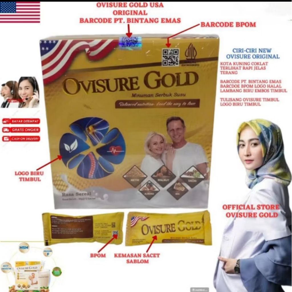 

Torimiaw - OVISURE GOLD Milk Susu VitaminDan Sendi 1 Box Isi 12 Sachet Ovisur Gold Asli USA Original