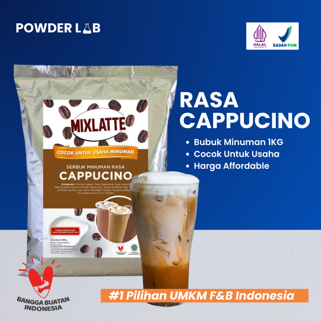 

Bubuk Minuman Mixlatte Rasa Cappucino 1 KG | Powder Drink Premium – Aroma Kopi Khas, Cocok untuk Cafe & Kedai