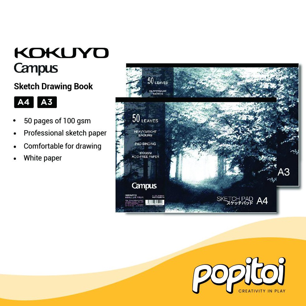 

KODE W32S Kokuyo Campus Sketch Drawing Book A4 A3 Buku Sketsa Gambar Polos