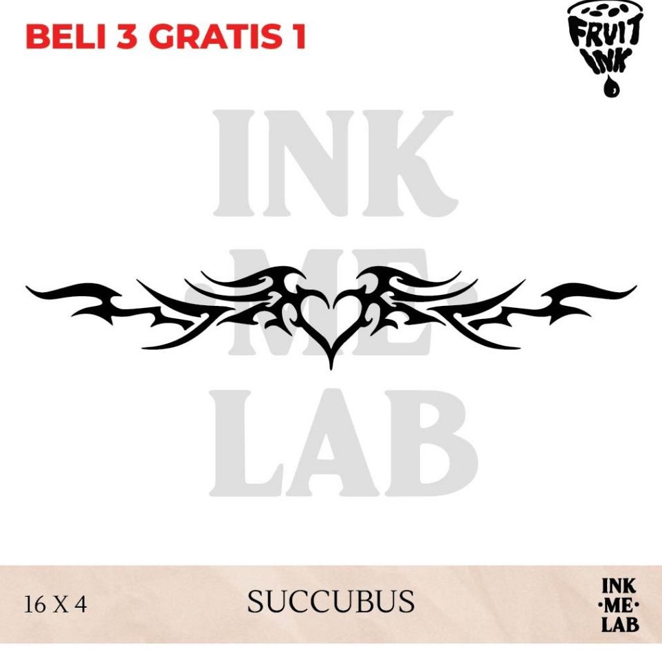 KODE O16C INKMELAB  SUCCUBUS 1 Fruit Ink Temporary Tattoo 4X16CM  Tato Temporer Semi Permanen Tahan 