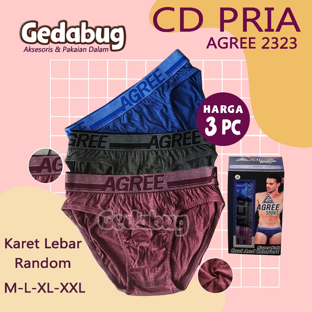 [ 3 Pcs ] CD Agree 2323  Celana Dalam Pria Dewasa Agree Sport 2323 Pakaian Dalam Pria Adem | Gedabug