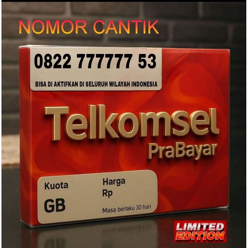 Nomor cantik kartu perdana telkomsel prabayar 77777 53