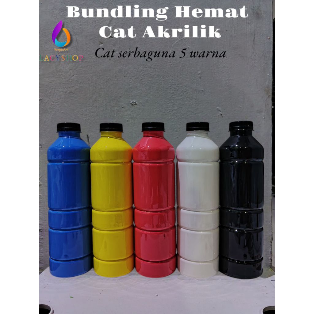 

Paket Hemat 5 Warna Cat Serbaguna Cat Kanvas/Kayu/Tembok/Sterofoam Cat Akrilik kemasan 500ml