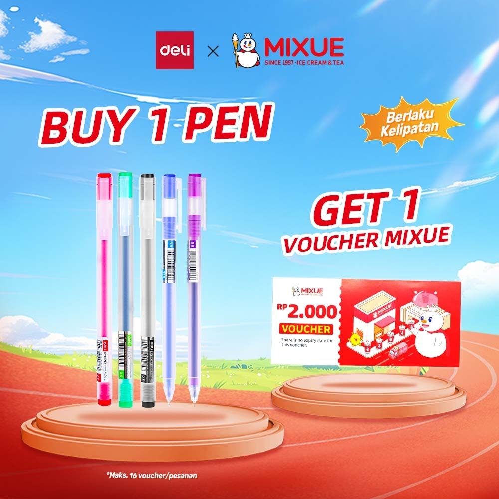 

Deli Gel Pen / Pulpen Gel 0.5mm Kapasitas Tinta 800 Meter Penulisan Halus EG67 1 pcs