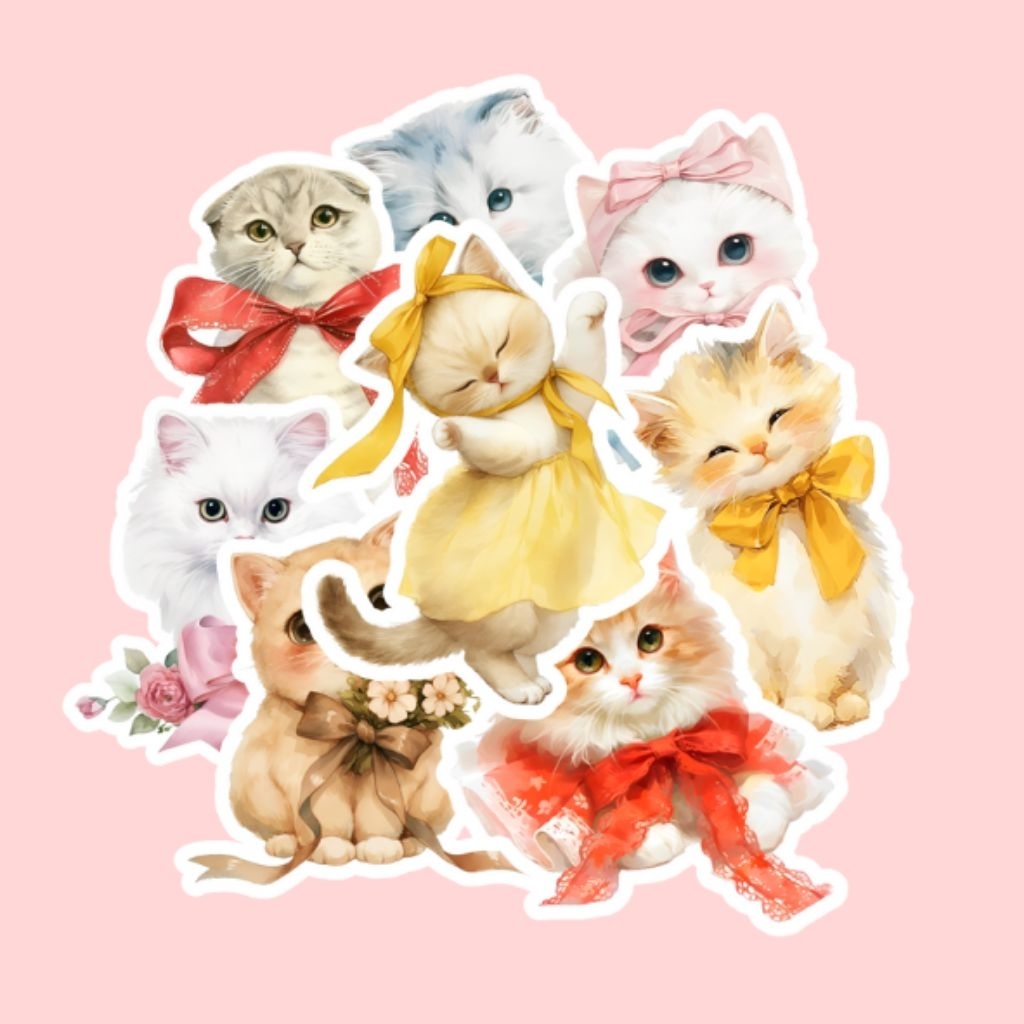 

Sticker Vinyl Kucing Cat Aesthetic Untuk Laptop HandPhone ScrapBook dll Waterproof
