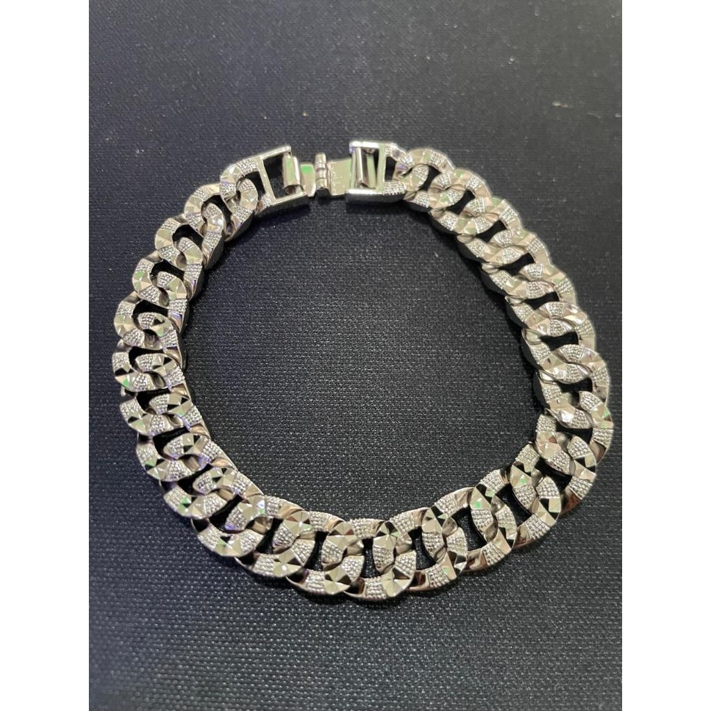 Gelang rantai kepang lapis emas putih mewah real pict
