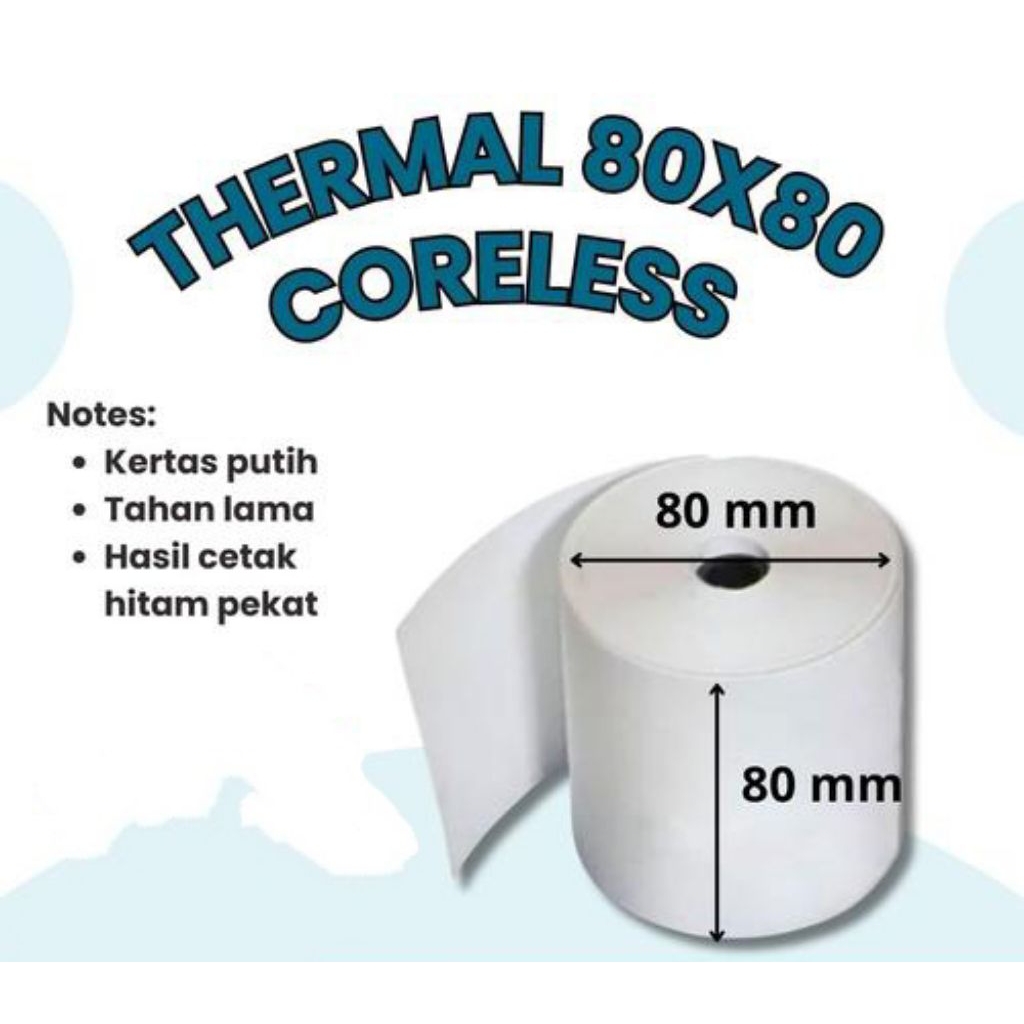 

Kertas Thermal Peper KUYA 80x80 mm Coreless / Kertas Struk Thermal