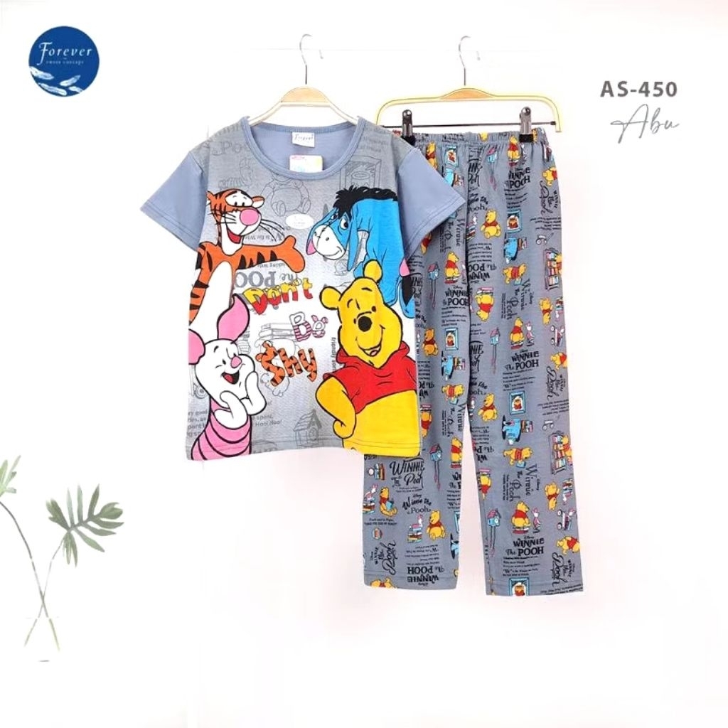 Forever Sweet Concept AS-450 Setelan Kaos Lengan Pendek Celana Panjang Baju Rumah Anak Perempuan One