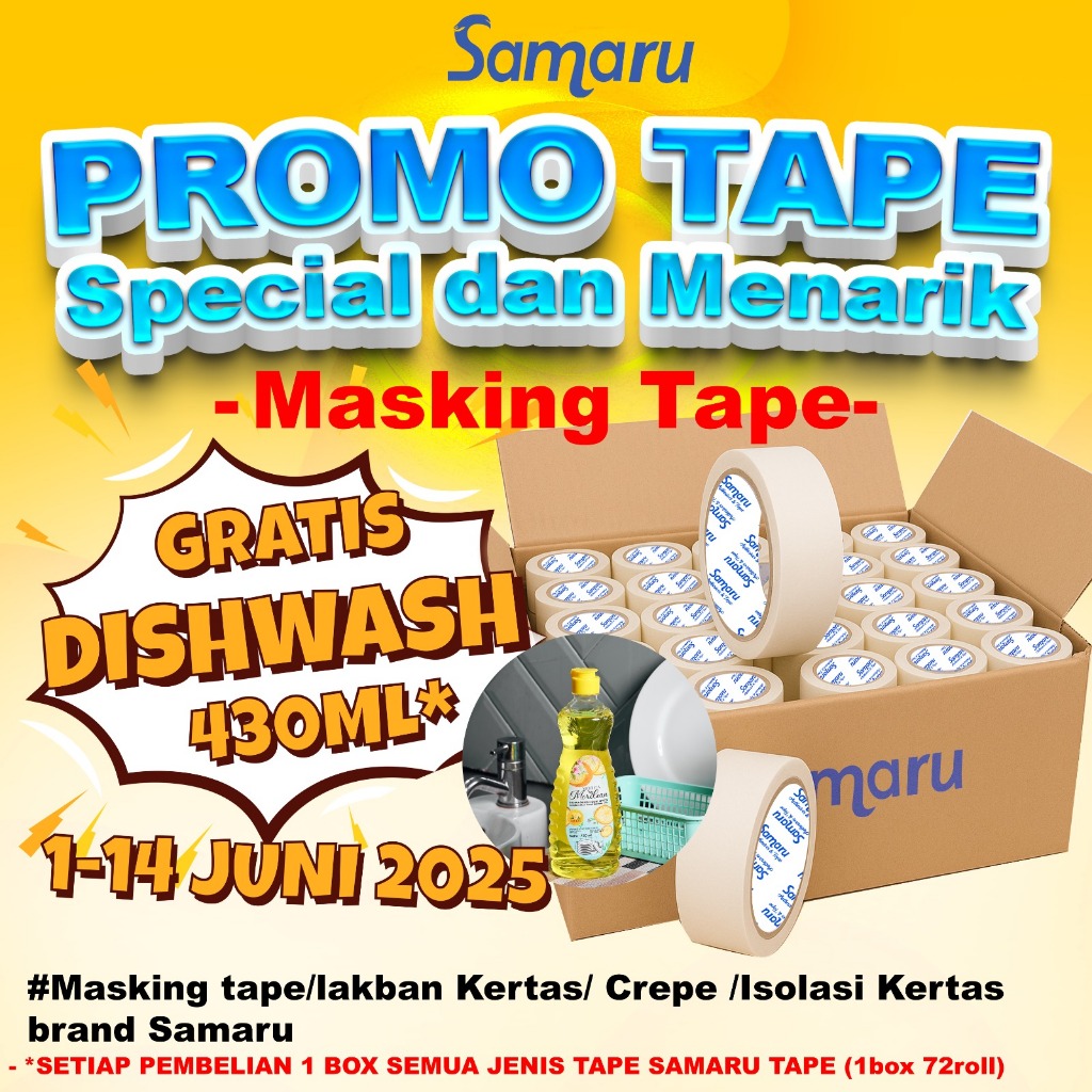 LAKBAN KERTAS/LAKBAN MASKING/PELINDUNG CAT/PELAPIS CAT/LAKBAN LUKIS 24"X 20M 1SLOP (6Roll)