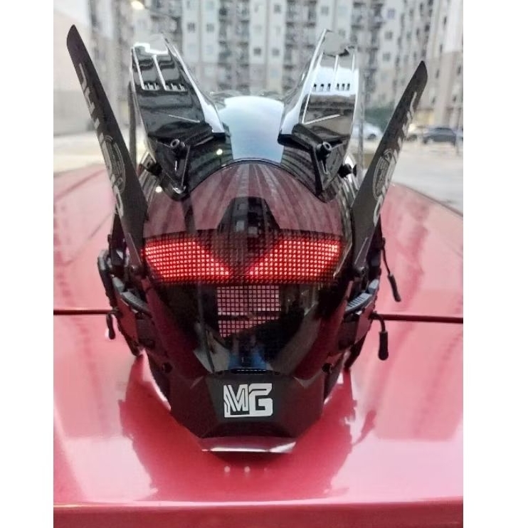 Masker Topeng Cyberpunk Mask Techwear Cosplay RGB light Customizable by Smartphone Apps