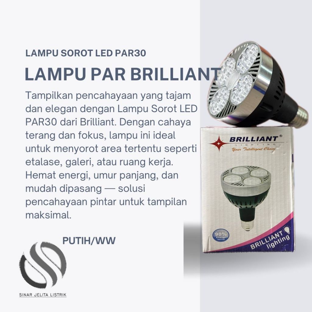 Lampu Sorot LED PAR30 BRILLIANT 35Watt | Lampu Spotlight PAR30 35 Watt Putih Kuning/Warm White