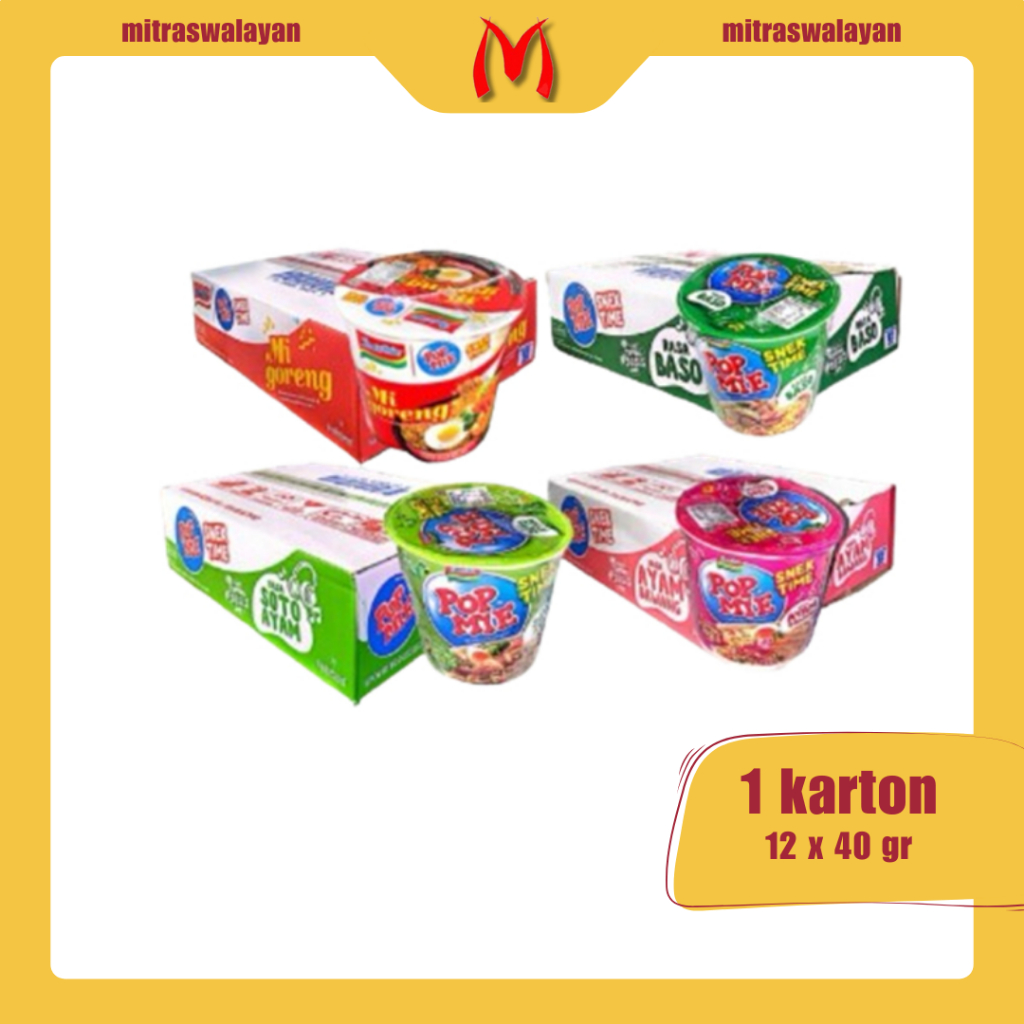 

POP MIE Mie Instan Mini| SNEK TIME | Kemasan Cup 1 Karton Isi 12