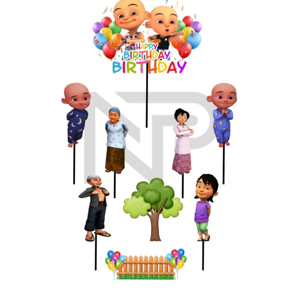 Topper kue/hiasan kue ulang tahun//karakter Upin & ipin