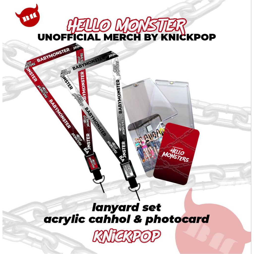 

[HELLO MONSTER EDITION] Babymonster Lanyard Set Acrylic Cahol & photocard Merch by Knickpop