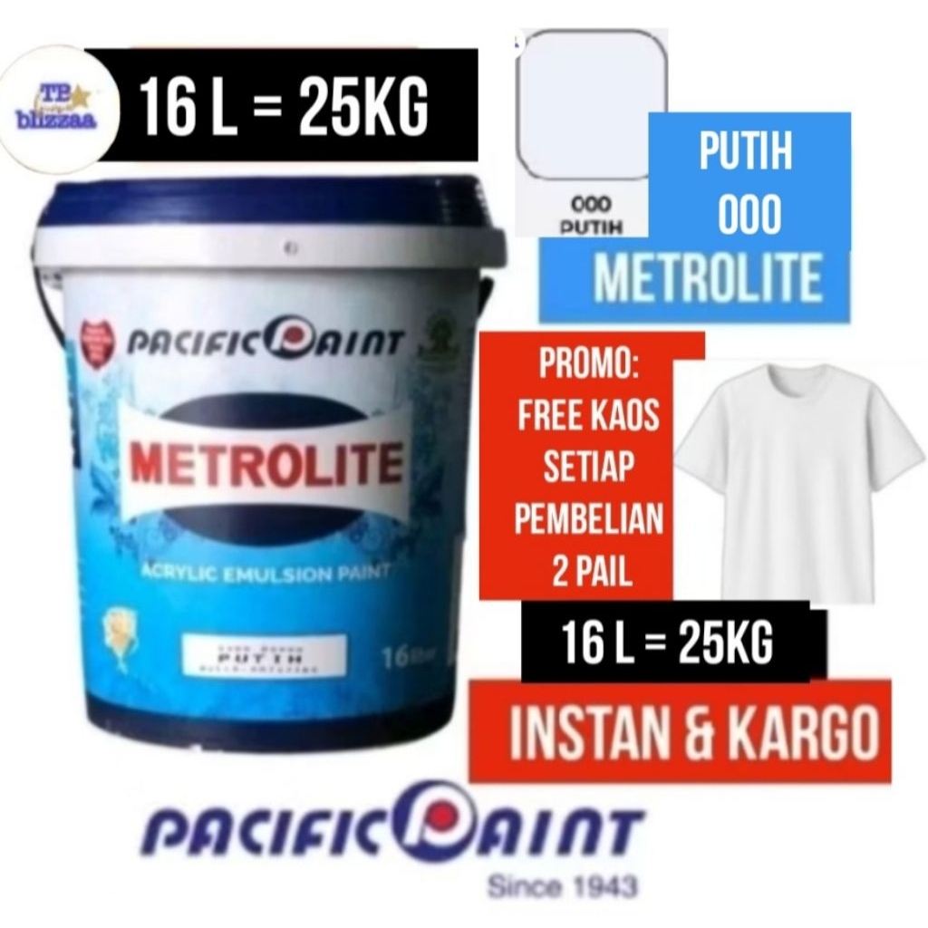 Metrolite 16 liter Metrolite 25kg Metrolite Putih Pacific Paint Metrolite Romatex Putih Kebiruan