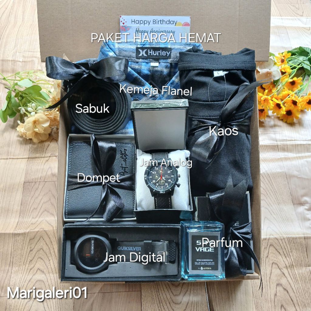 

Donesubego - Paket Hemat Kado Pacar Cowok Kemeja Flanel Hampers Ulang Tahun Anniversary Gift Lengkap