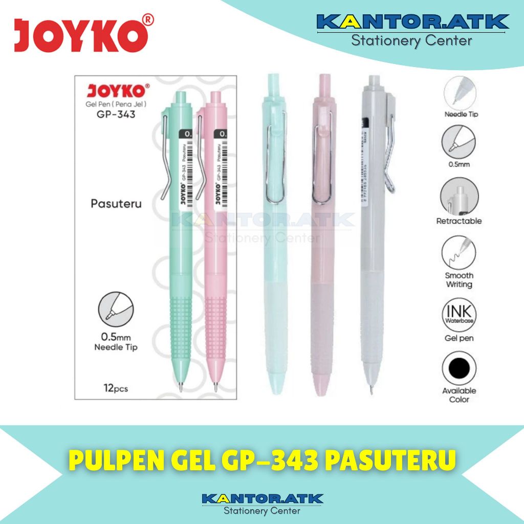 

(12Pc) Gel Pen Pulpen Pena Joyko GP-343 Pasuteru Gel 0.5 mm