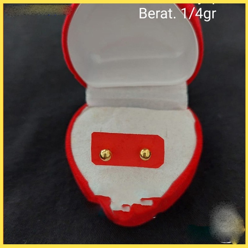 Anting Tusuk Giwang Tindik Anak Bayi Emas Mudah asli 24k tidak alergi ada surat toko