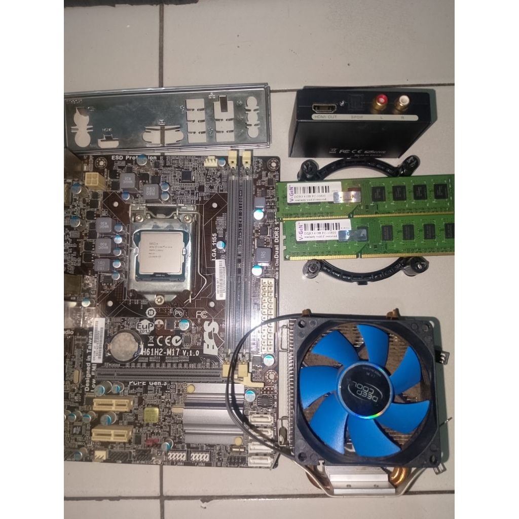paket core i5 3470+ecsH61+ram vgen 8gb+hdmi audio spiler+fantower deepcool