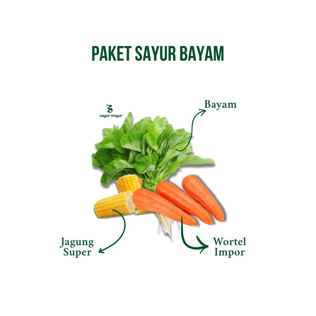 

Paket Sayur Bayam (Bayam, Jagung dan Wortel)