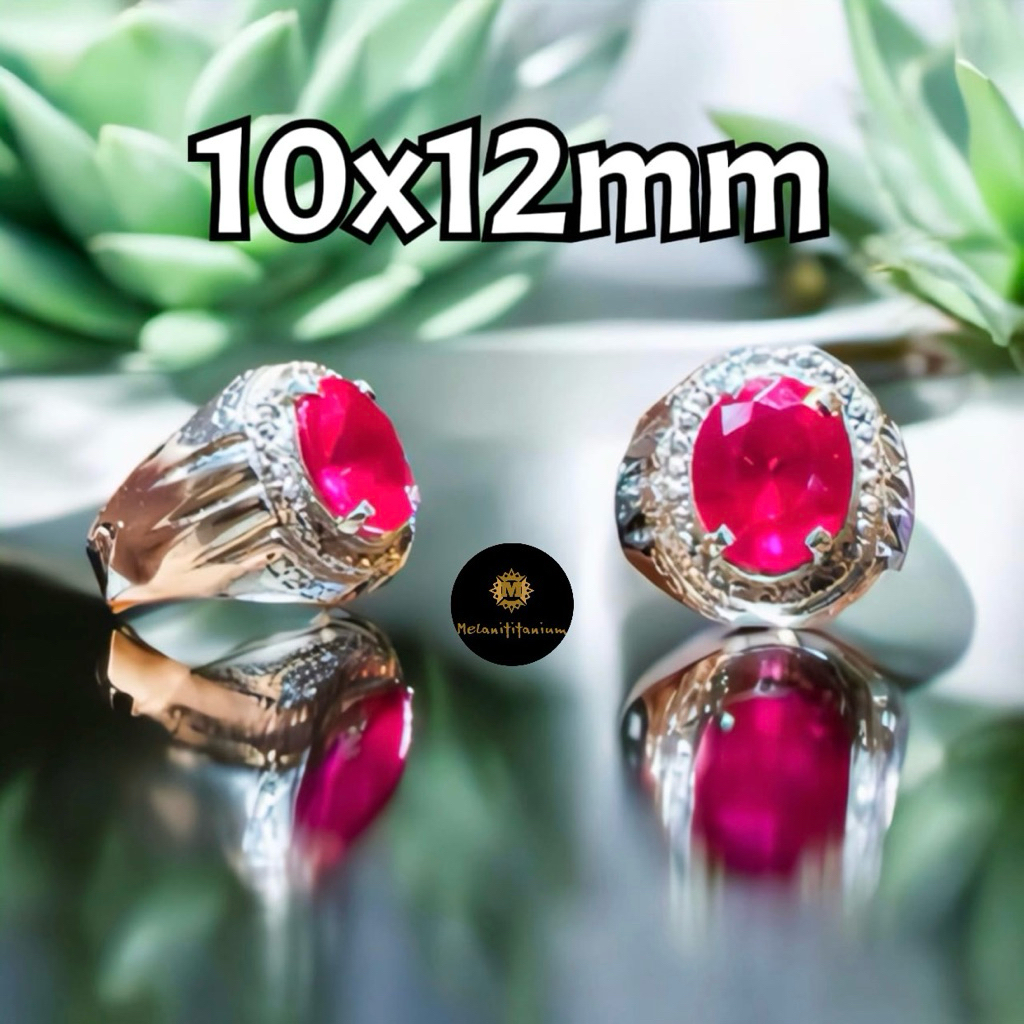 Cincin Batu Permata Siam Bangkok Oval Cutting 10x12mm Ring Alpaka