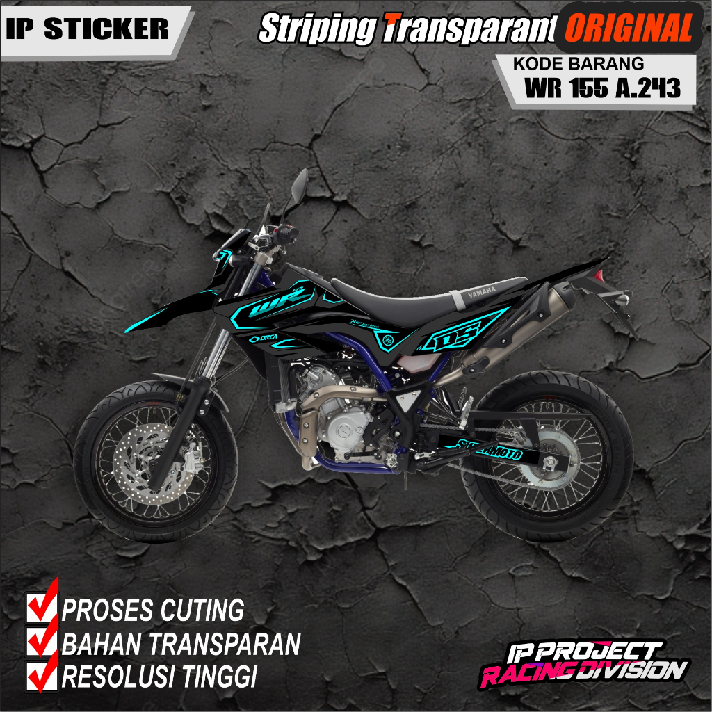 (COD) STIKER DECAL ORIGINAL  MOTOR YAMAHA WR 155 HOLOGRAM DAN TRANSPARAN KODE A.243