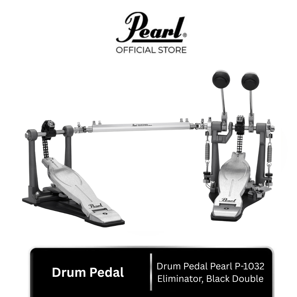 Pearl P-1032 Eliminator Black Double Drum Pedal | Pedal Bass Drum Akustik Elektrik