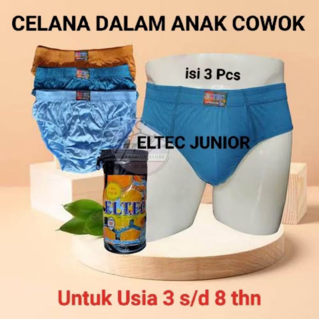 CD08 CELANA DALAM ANAK PREMIUM ( 3 s/d 8 thn) ELTEC JUNIOR Isi 3 pcs