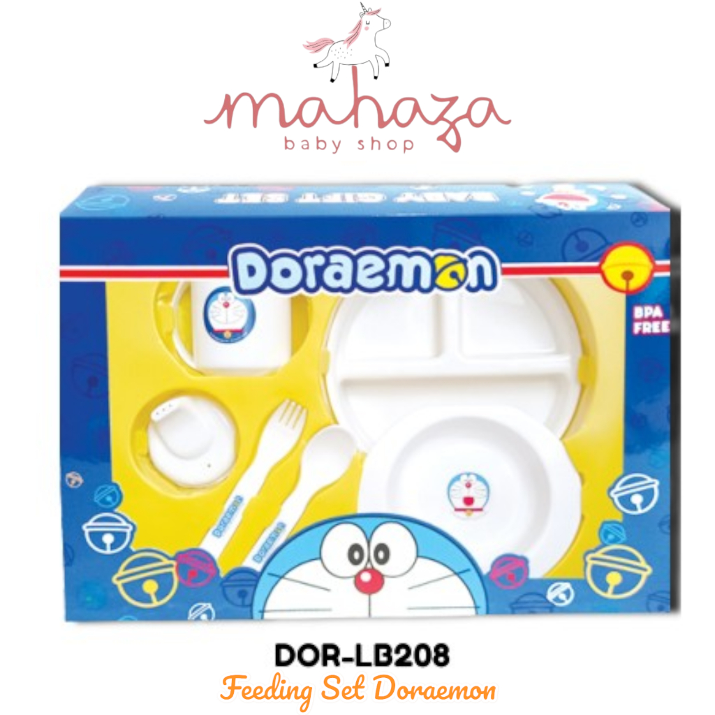 DOR LB 208 DORAEMON Feeding Set MEDIUM Perlengkapan Makan Bayi Bunny Feeding Set  | Alat Makan Bayi 