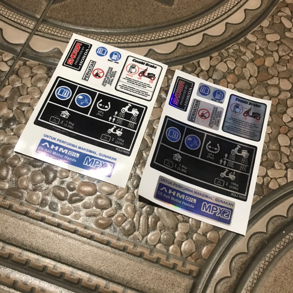 stiker warning perhatian motor matic Honda terbaru