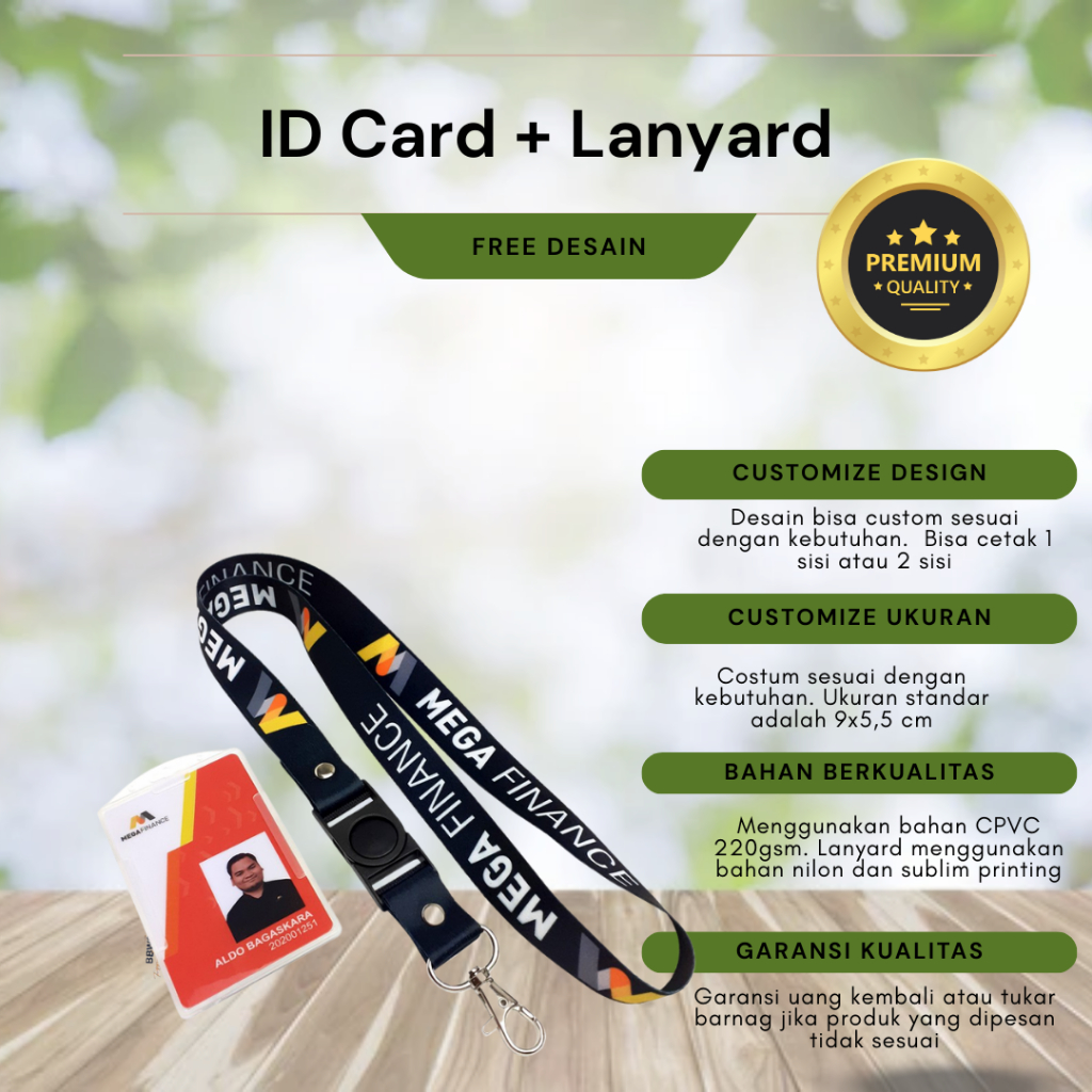 

ID Card + Lanyard Custom - Identitas Perusahaan/Event, Desain Gratis, Kualitas Premium