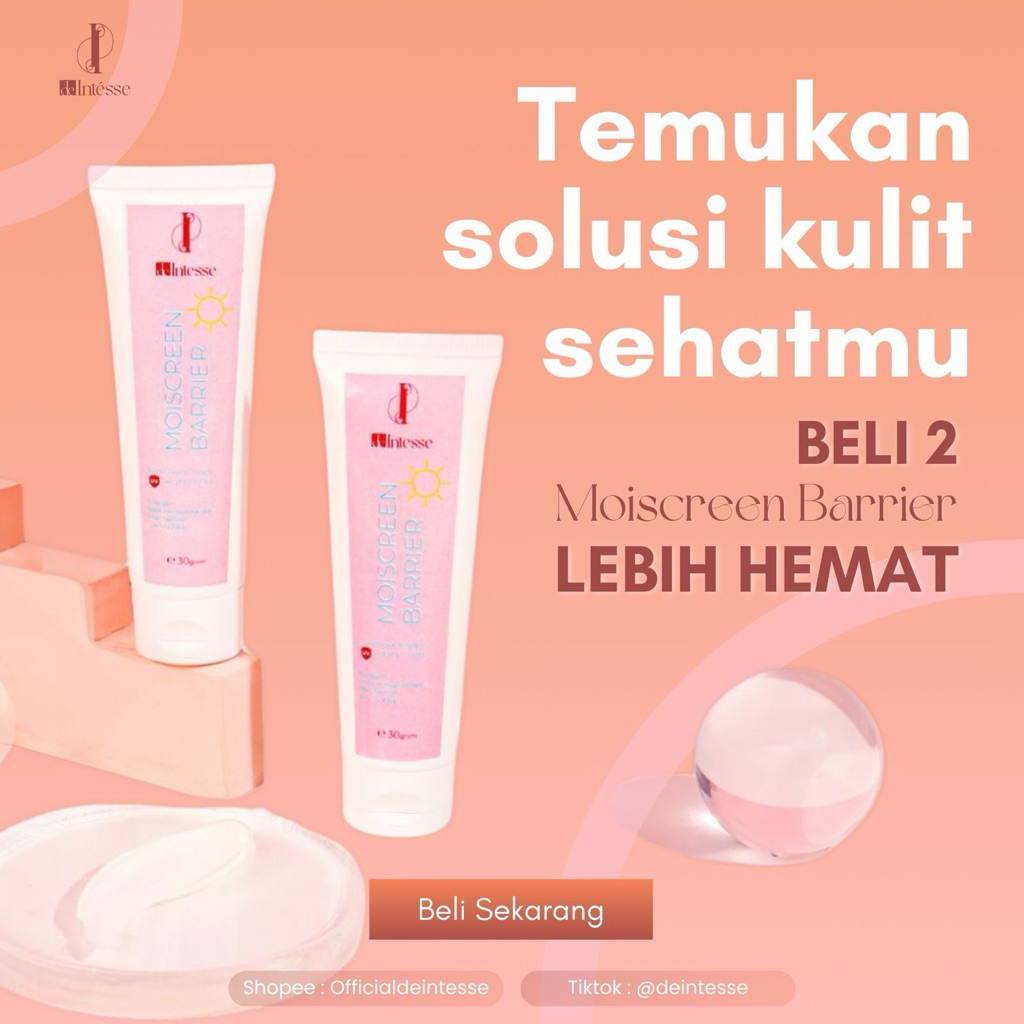 2 PCS MOISCREEN BARRIER De Intesse (5 in 1 Moisturizer, Sunscreen SPF 50, Tone Up, Glowing, No White